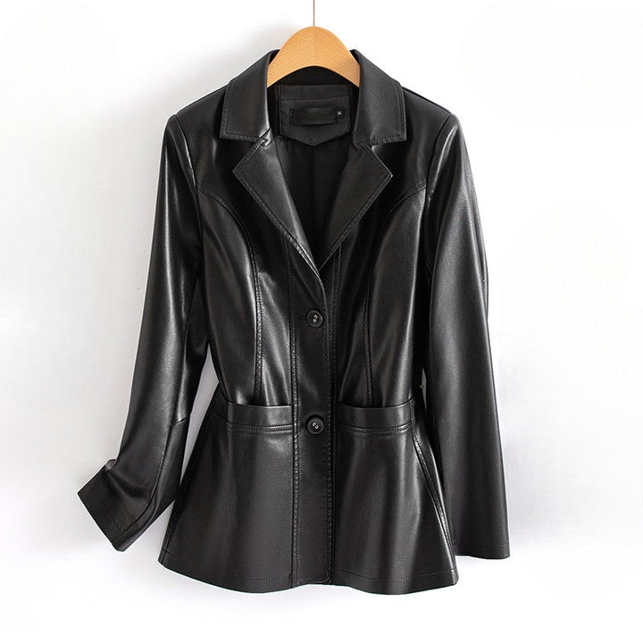 Liliana – giacca in pelle donna sagomata con tasche applicate