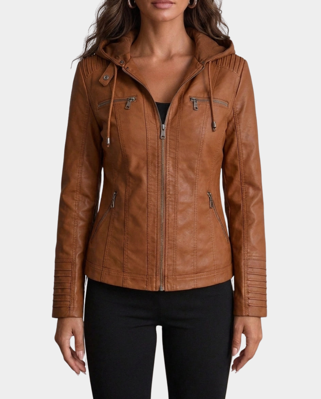Giacca pelle donna con cappuccio – Assunta