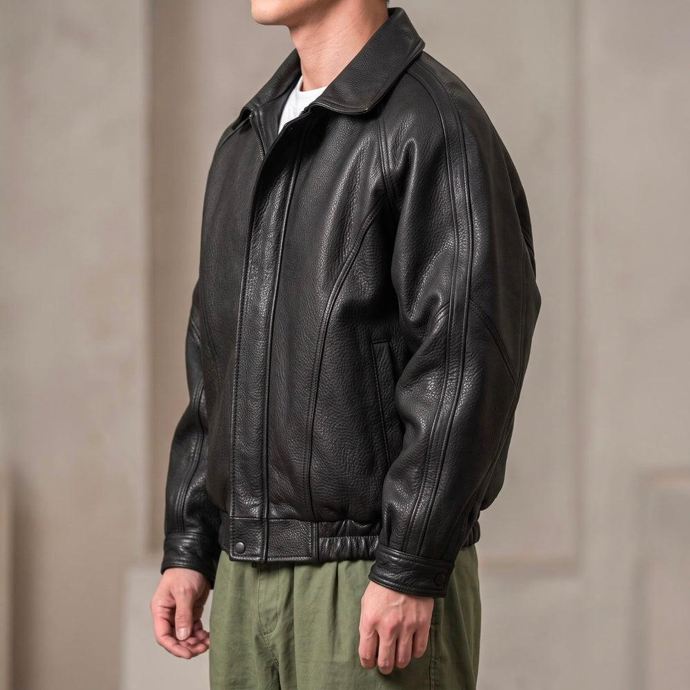 Giulio – giacca pelle uomo con zip e colletto