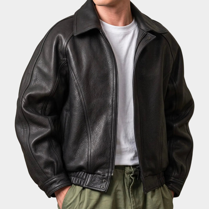 Giulio – giacca pelle uomo con zip e colletto