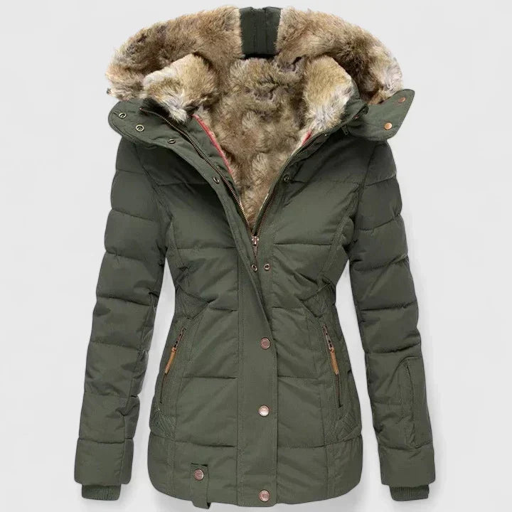 Leonora – cappotto donna invernale con cappuccio