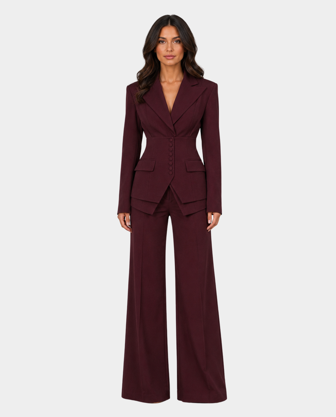 Tailleur donna elegante tre pezzi con pantaloni palazzo – Beatrice