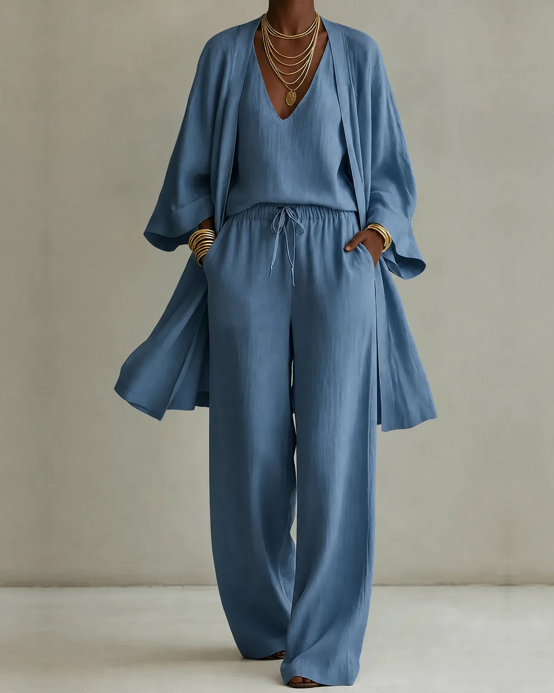 Anita – completo donna tre pezzi in maglia con cardigan