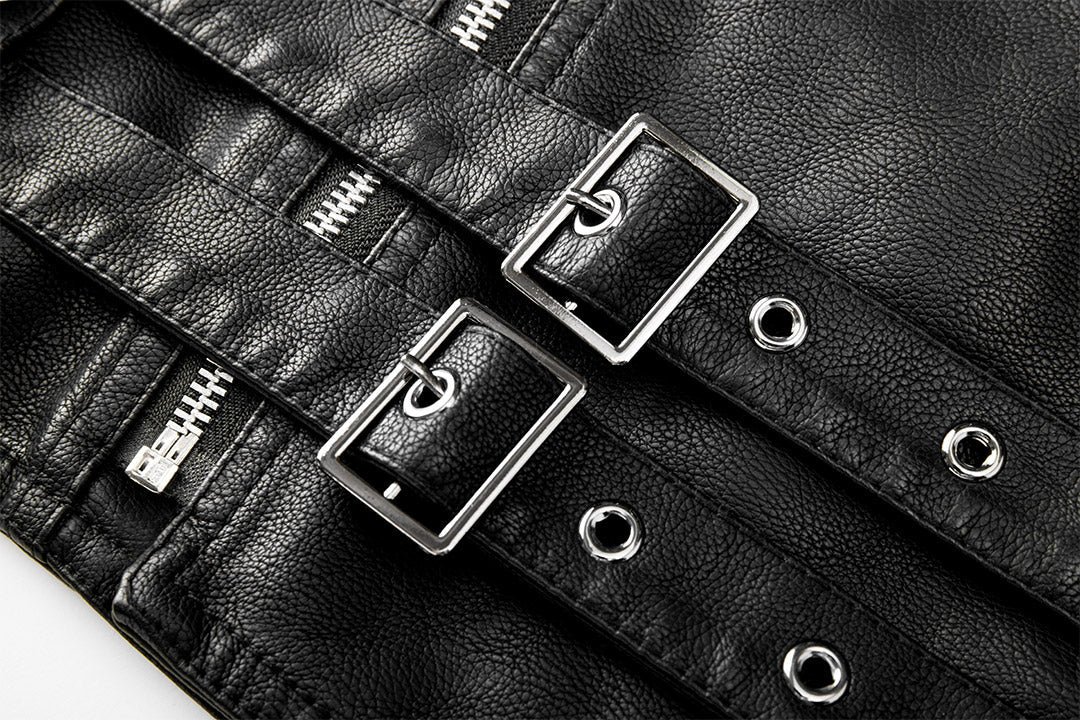 Bruno | giubbotto di pelle uomo biker con zip obliqua – ecopelle nera