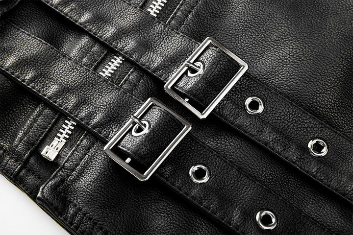 Bruno | giubbotto di pelle uomo biker con zip obliqua – ecopelle nera