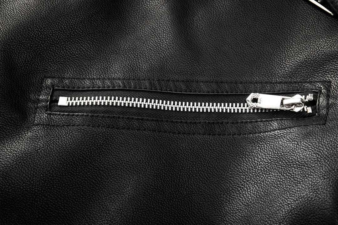 Bruno | giubbotto di pelle uomo biker con zip obliqua – ecopelle nera