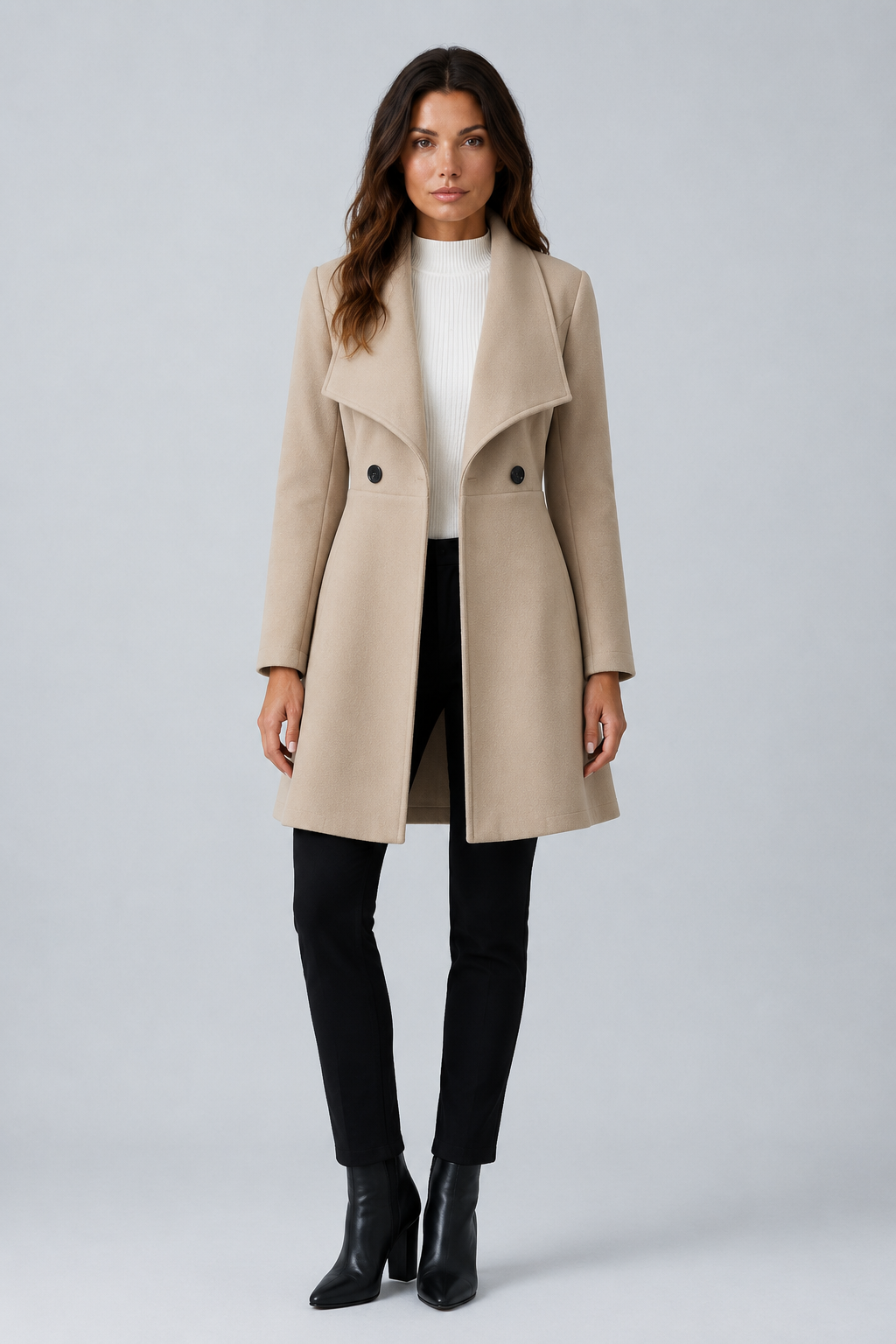 Sabrina | cappotto midi con collo a scialle