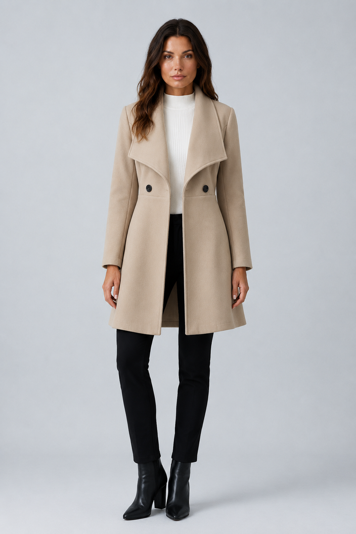 Sabrina | cappotto midi con collo a scialle