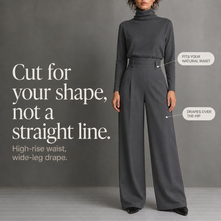 Ludovica | completo donna collo alto e pantaloni vita alta con cintura – set elegante