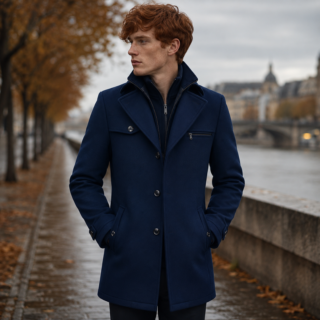 Cappotto uomo elegante doppio collo con zip – Cesare