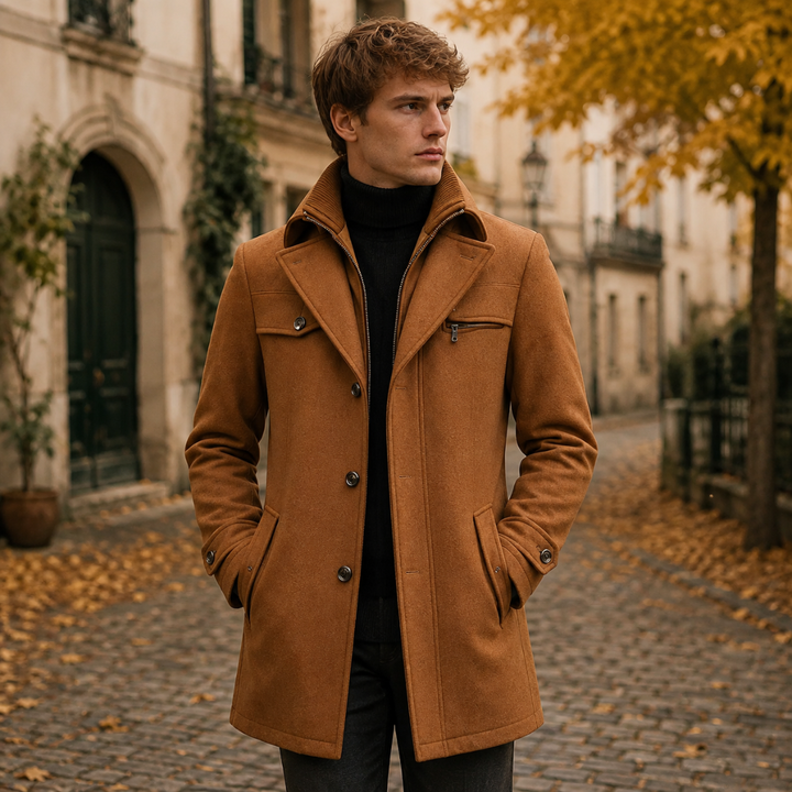 Cappotto uomo elegante doppio collo con zip – Cesare
