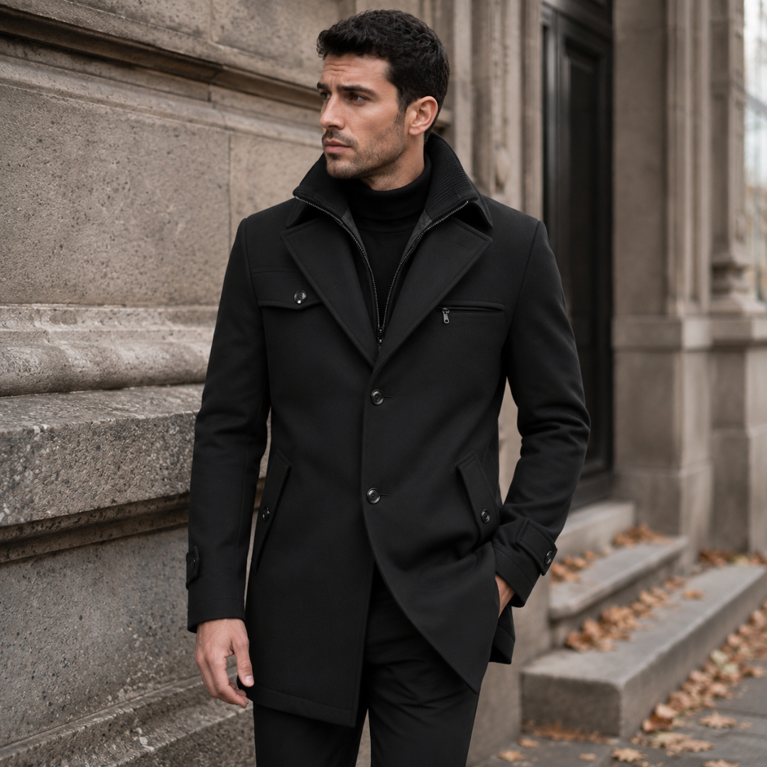 Cappotto uomo elegante doppio collo con zip – Cesare
