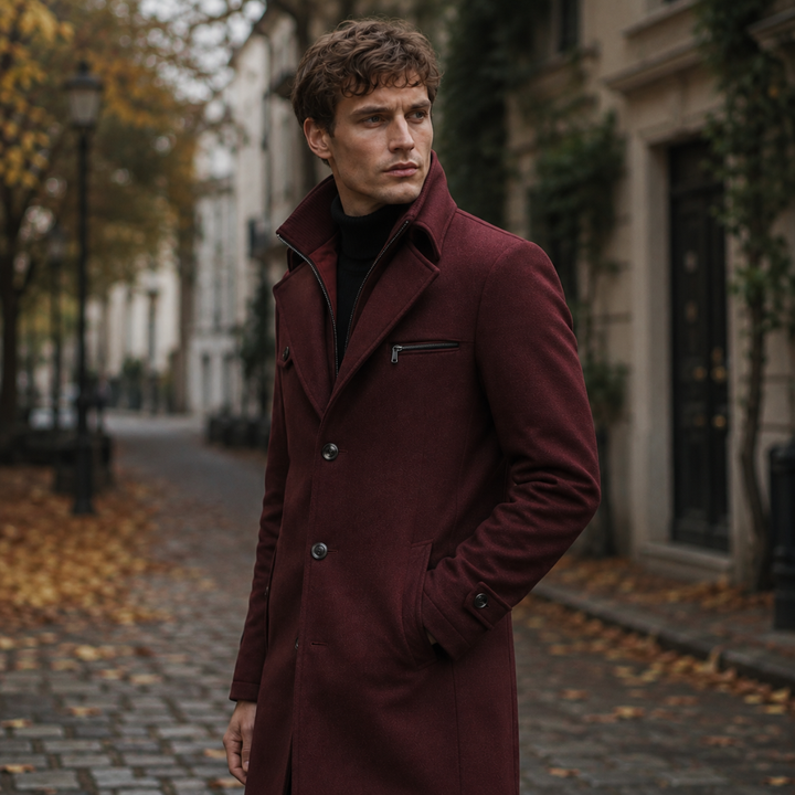 Cappotto uomo elegante doppio collo con zip – Cesare