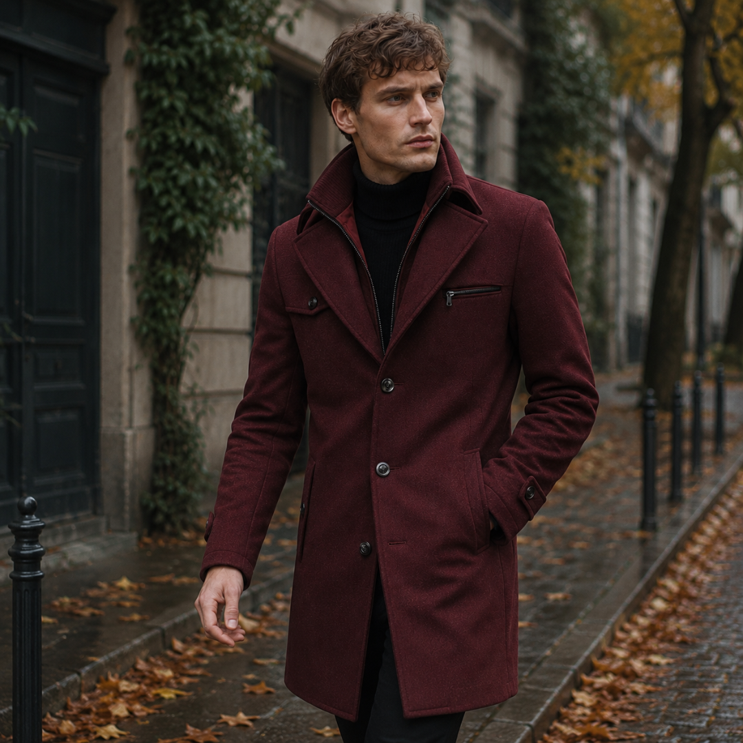 Cappotto uomo elegante doppio collo con zip – Cesare