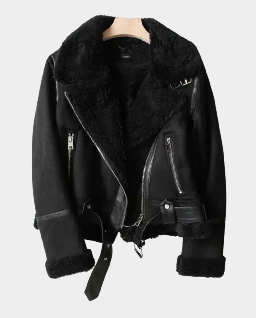 Giacca pelle donna biker con fodera sherpa – Carlotta