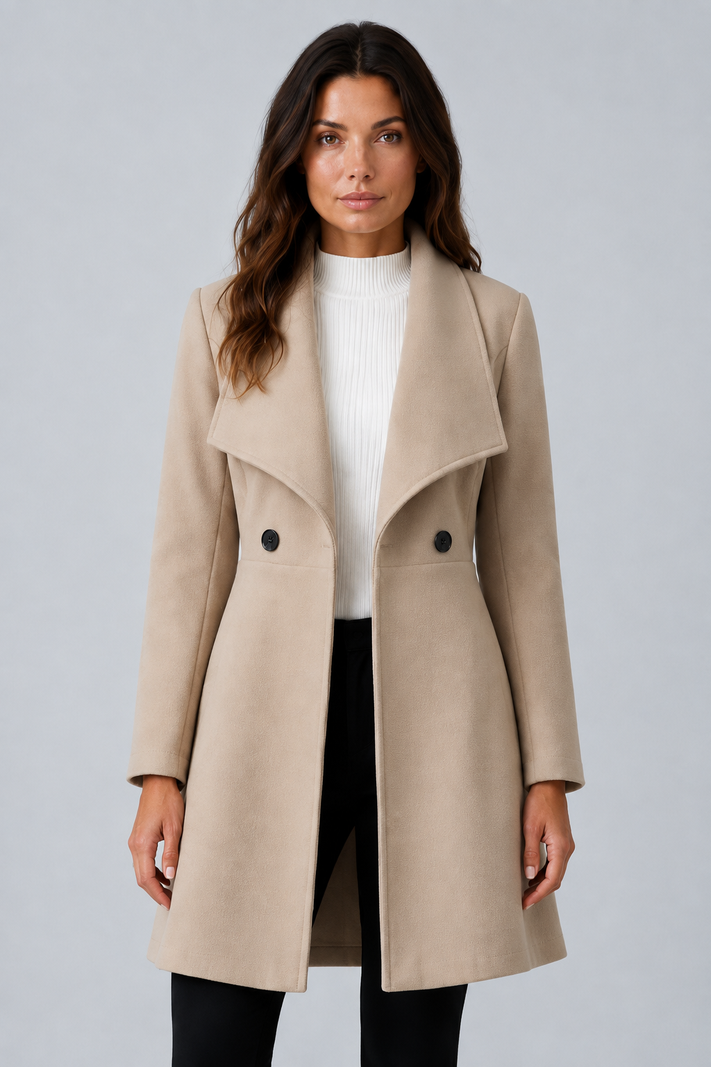 Sabrina | cappotto midi con collo a scialle