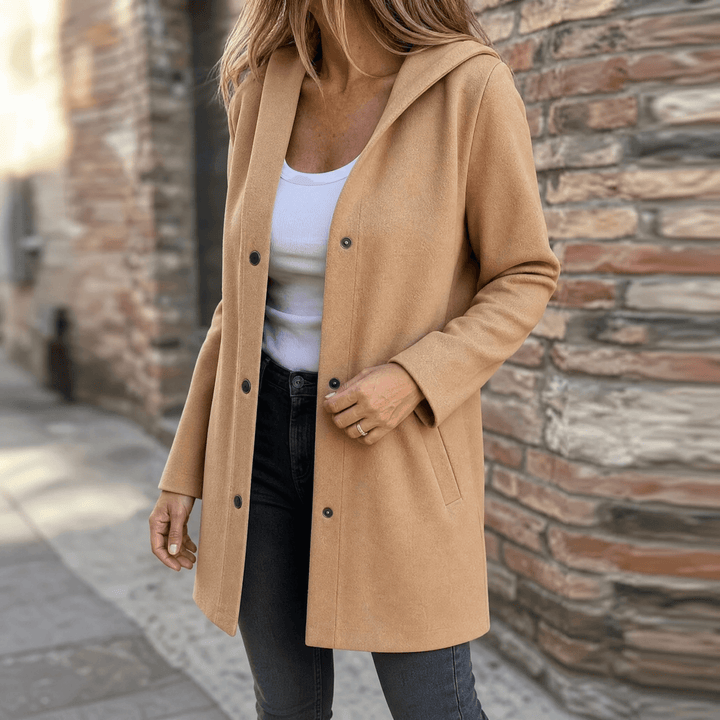 Chiara | cardigan donna con cappuccio – giacca cardigan lunga in maglia