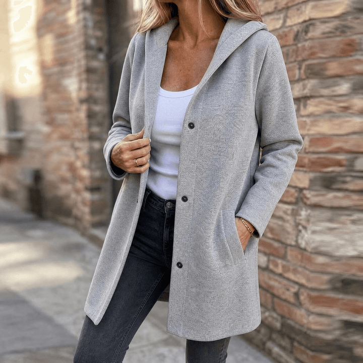 Chiara | cardigan donna con cappuccio – giacca cardigan lunga in maglia