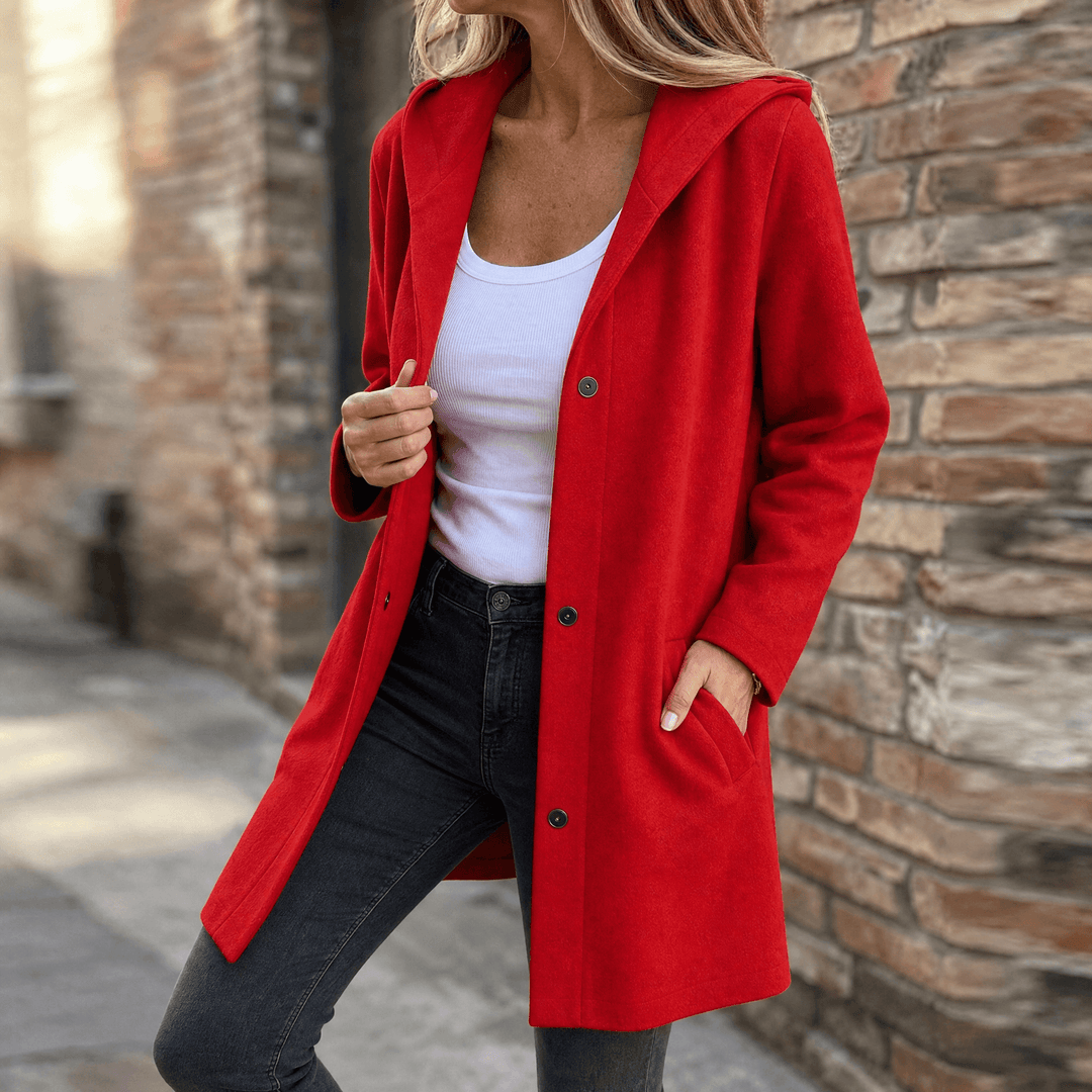 Chiara | cardigan donna con cappuccio – giacca cardigan lunga in maglia