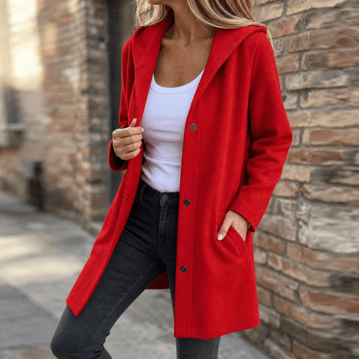 Chiara | cardigan donna con cappuccio – giacca cardigan lunga in maglia