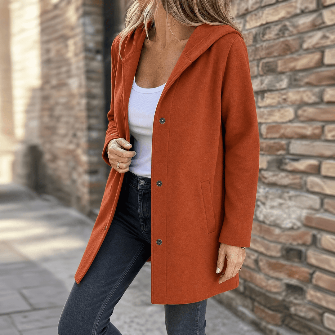 Chiara | cardigan donna con cappuccio – giacca cardigan lunga in maglia