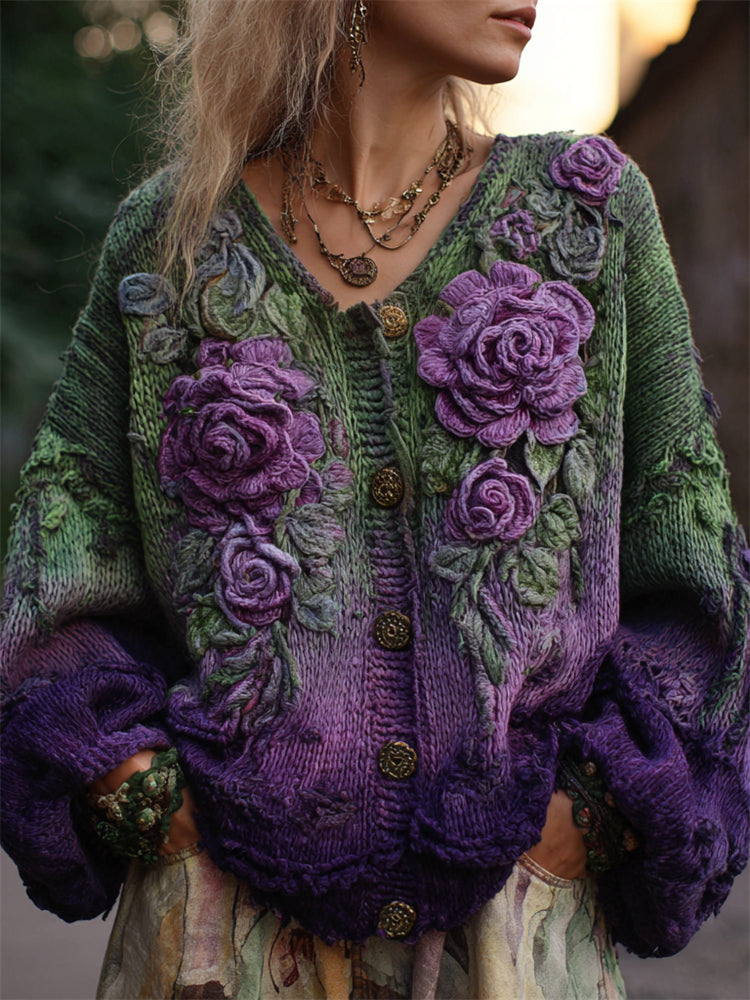 Giada | cardigan con rose ricamate