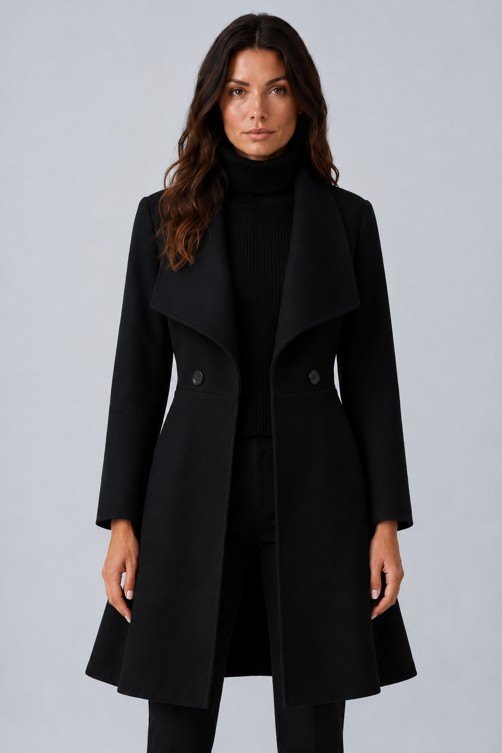 Sabrina | cappotto midi con collo a scialle