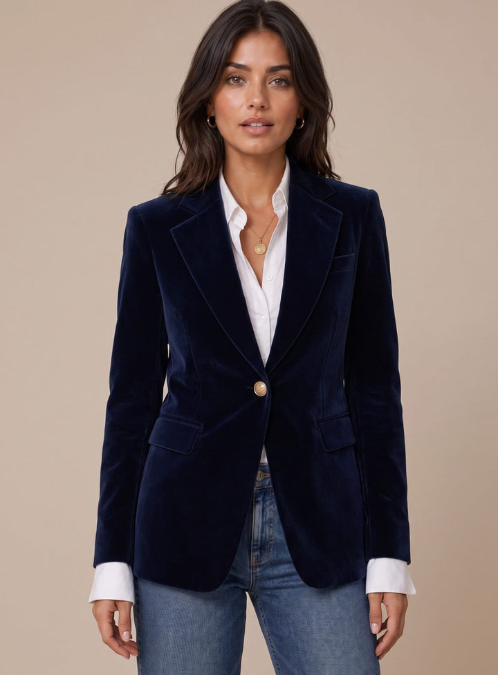Regina – blazer donna in velluto con bottoni dorati