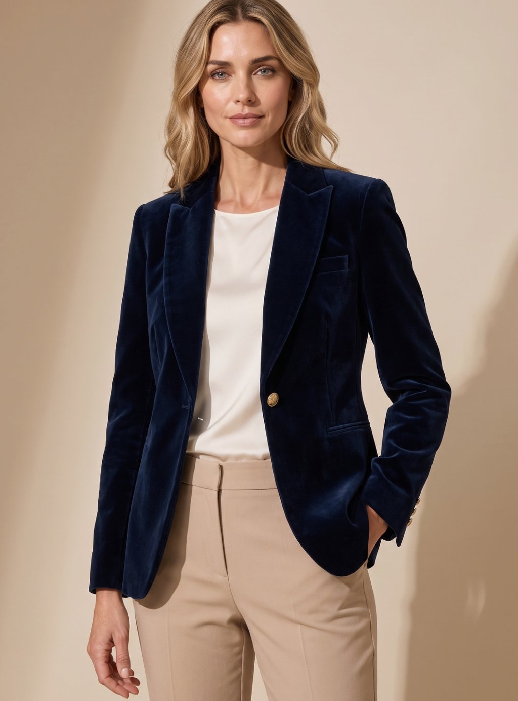 Regina – blazer donna in velluto con bottoni dorati