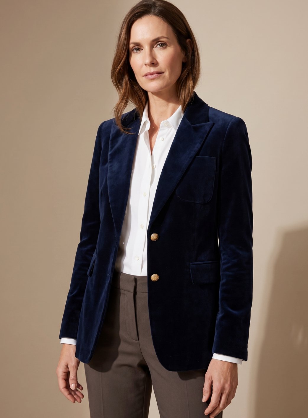 Regina – blazer donna in velluto con bottoni dorati