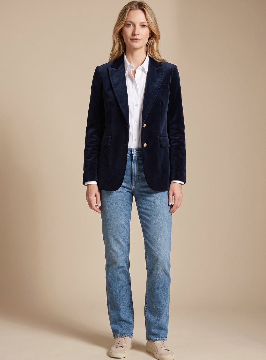 Regina – blazer donna in velluto con bottoni dorati