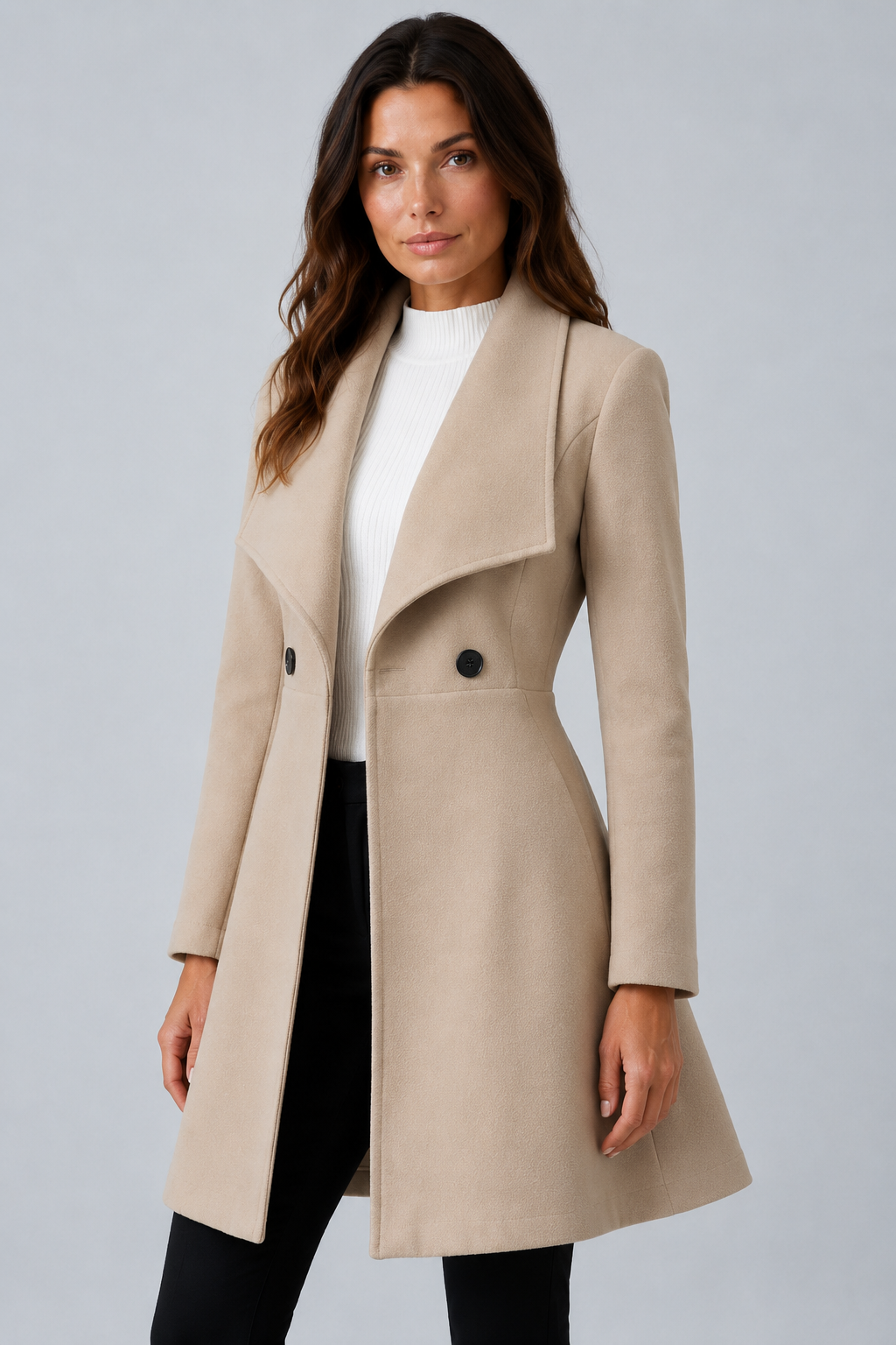 Sabrina | cappotto midi con collo a scialle