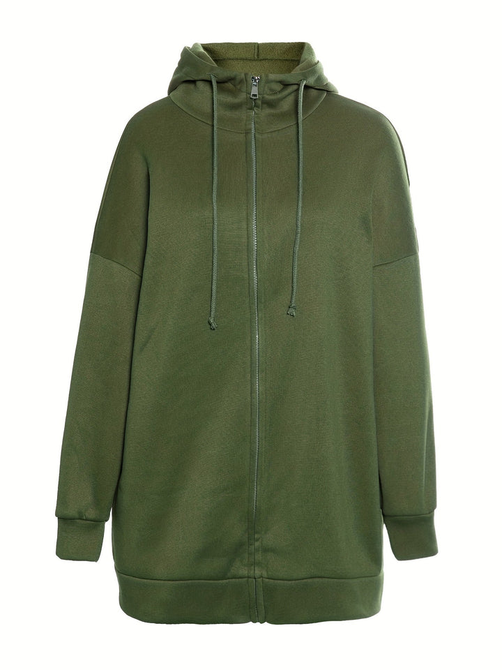 Felpa lunga donna con cappuccio e zip – Greta