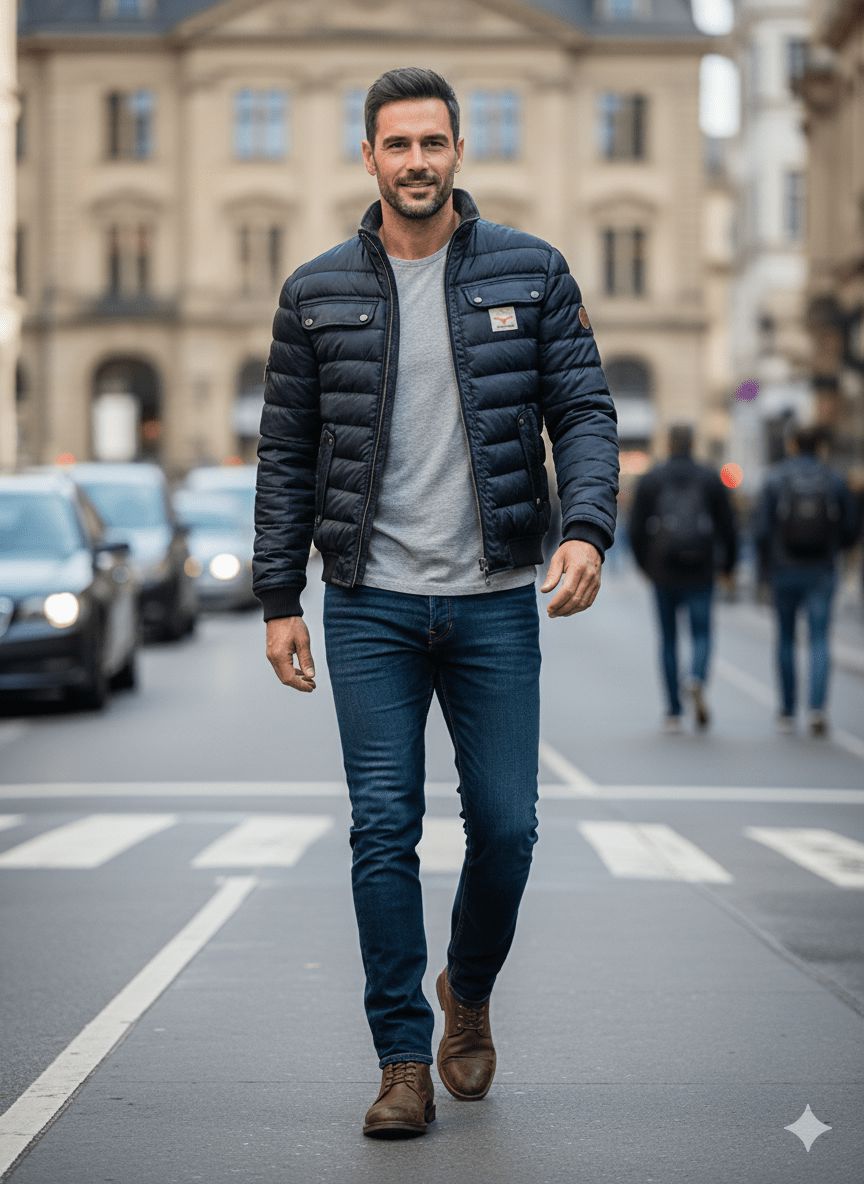 Piumino leggero uomo trapuntato con collo alto – Elia
