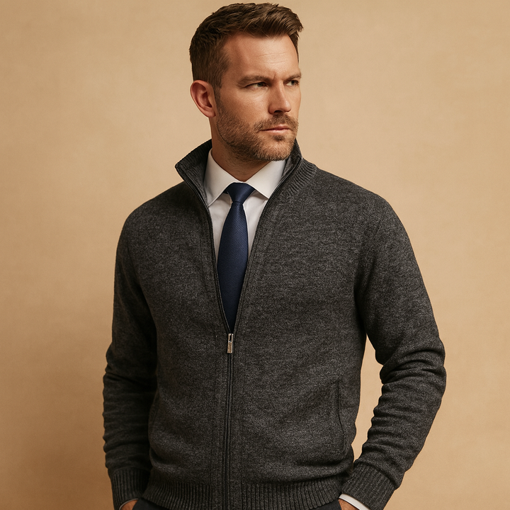 Alberto – cardigan uomo con zip in maglia