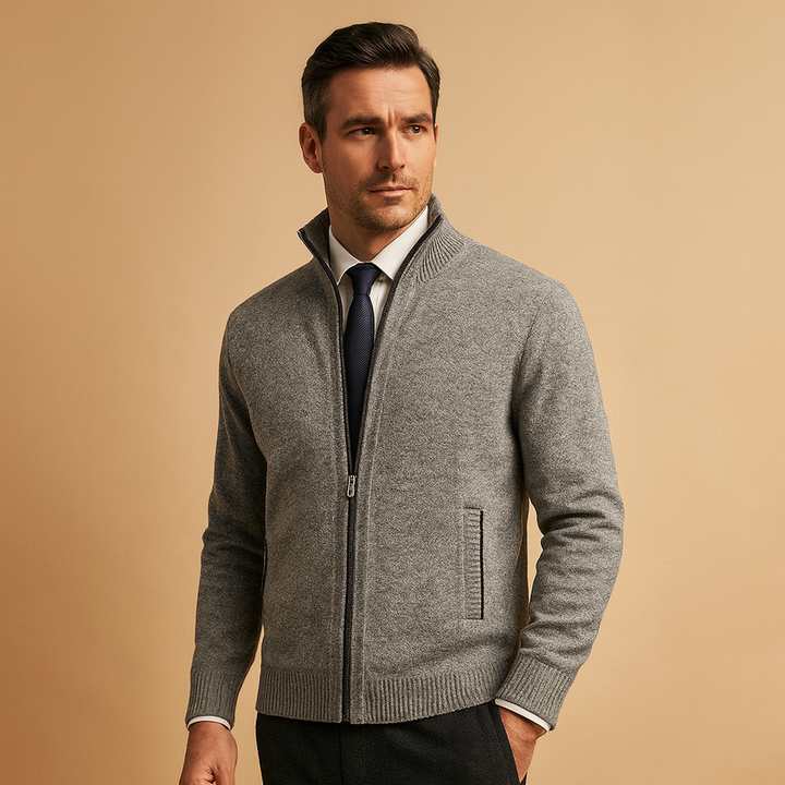 Alberto – cardigan uomo con zip in maglia