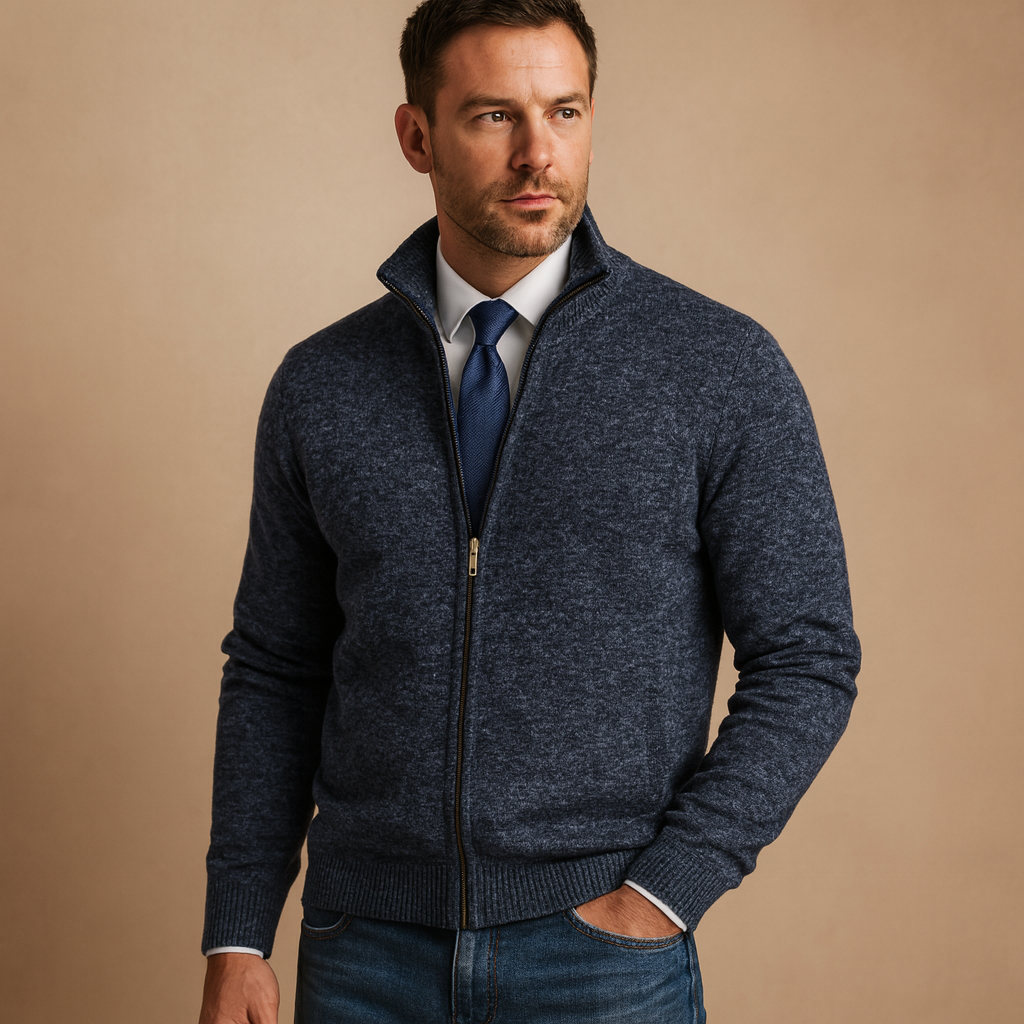 Alberto – cardigan uomo con zip in maglia