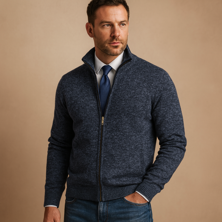 Alberto – cardigan uomo con zip in maglia