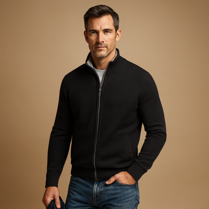 Alberto – cardigan uomo con zip in maglia