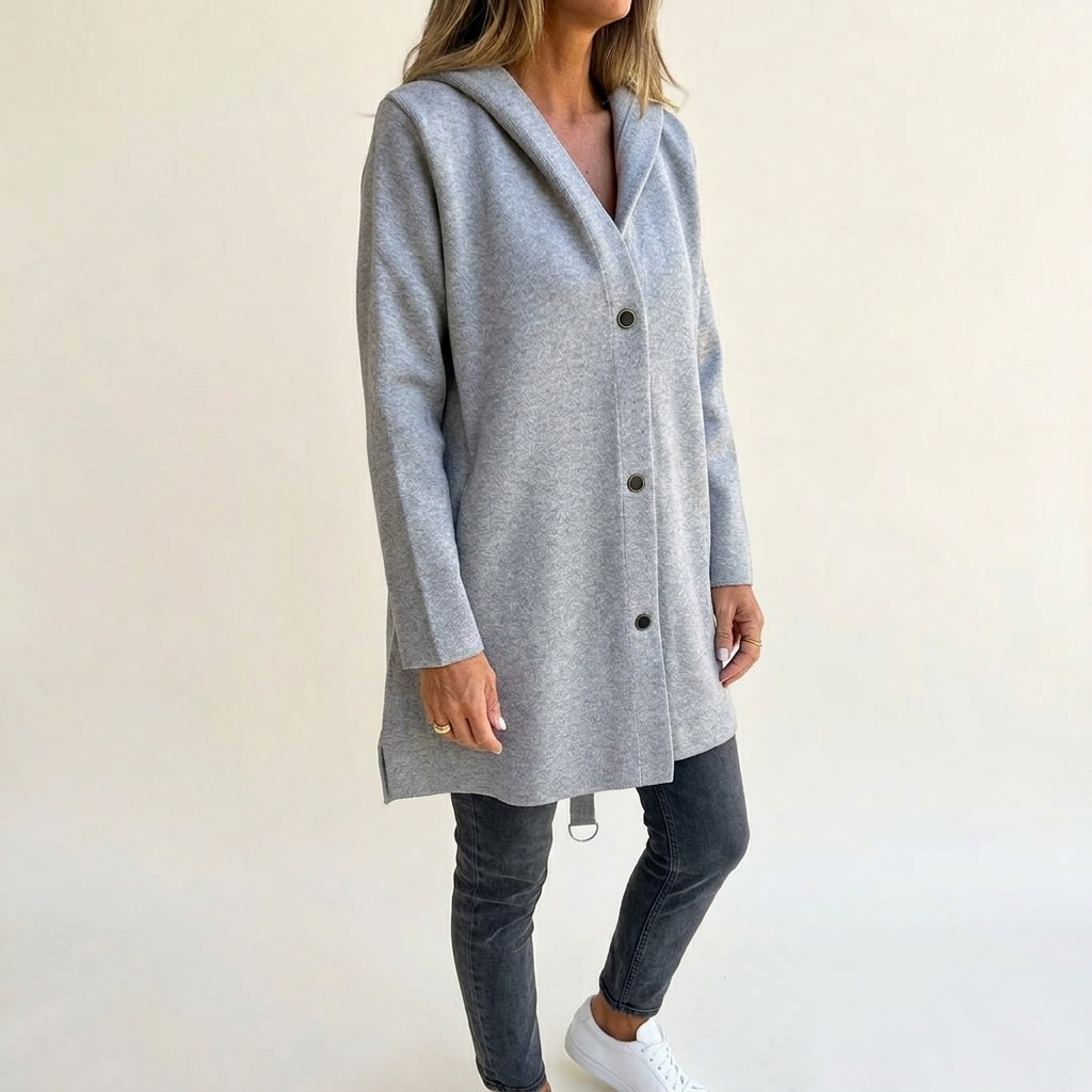 Chiara | cardigan donna con cappuccio – giacca cardigan lunga in maglia