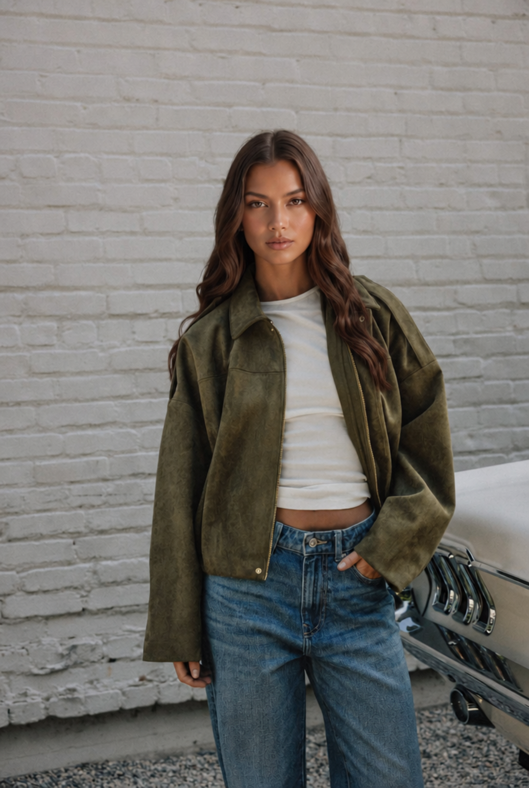 Giacca camoscio donna corta oversize – Noemi