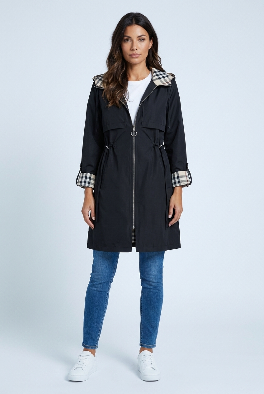 Asia | parka midi con fodera a quadri