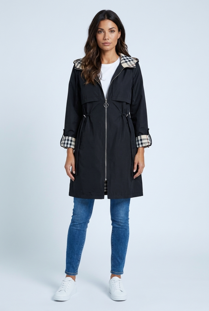Asia | parka midi con fodera a quadri