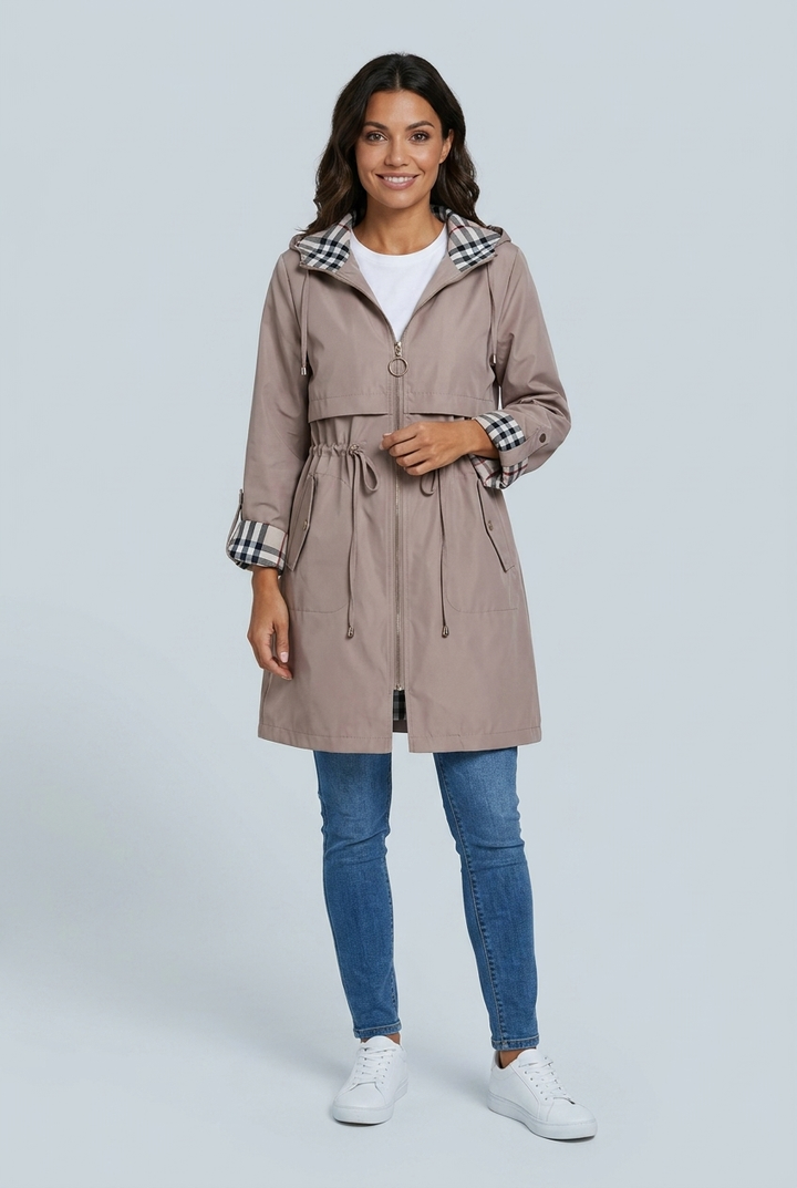 Asia | parka midi con fodera a quadri