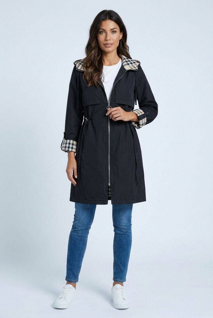 Asia | parka midi con fodera a quadri
