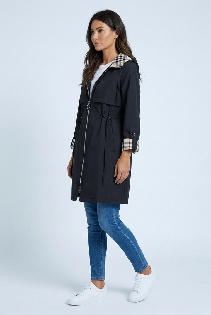 Asia | parka midi con fodera a quadri