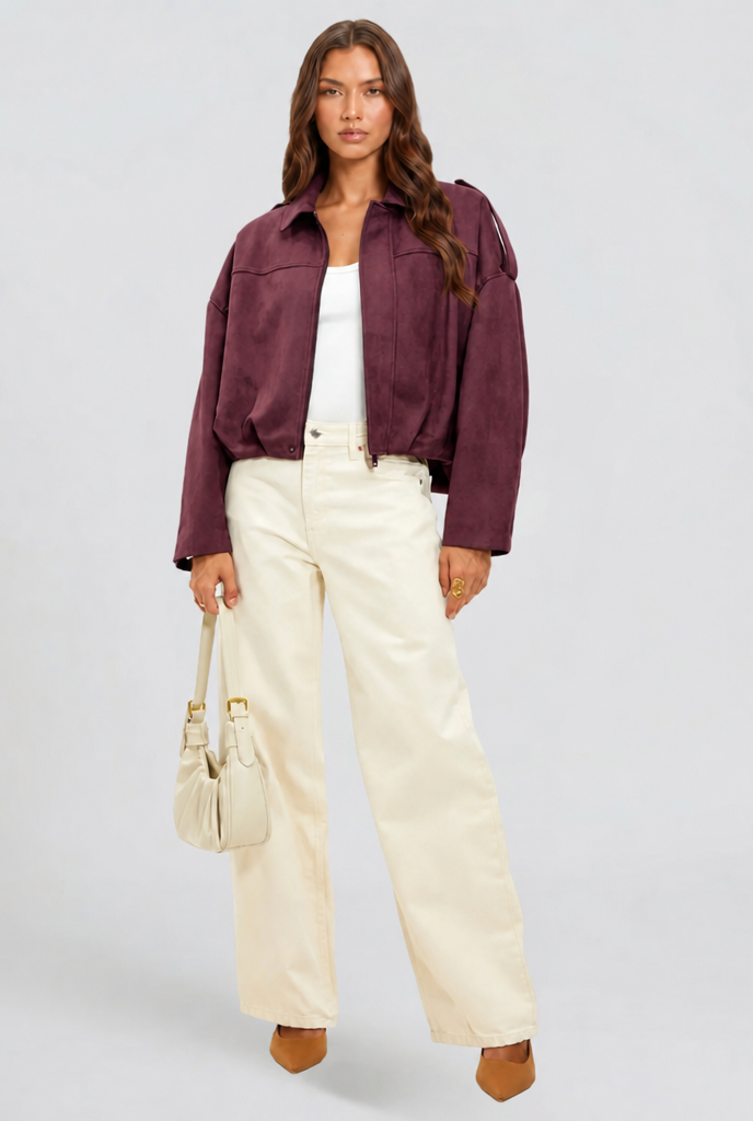 Giacca camoscio donna corta oversize – Noemi