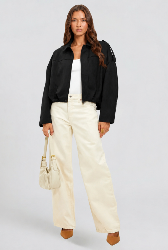 Giacca camoscio donna corta oversize – Noemi