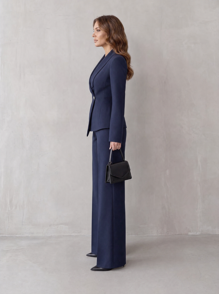 Carlotta – tailleur donna con blazer e pantaloni a gamba larga
