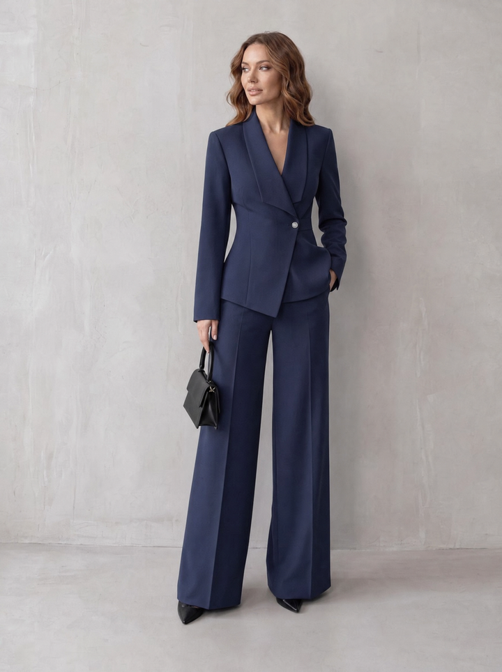 Carlotta – tailleur donna con blazer e pantaloni a gamba larga